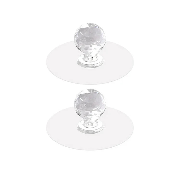 2 pcs / paquet Poignée autocollante invisible pour tiroir d'armoire avec ventouse, poignée en acrylique auto-adhésive pour placard en verre