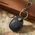 Pour carte d'accès en cuir AirTag Locator avec porte-clés