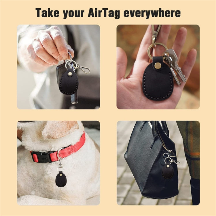 Pour carte d'accès en cuir AirTag Locator avec porte-clés