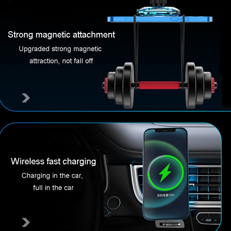 For iPhone Magsafe Magnetic Car Wireless Charger Phone Holder Light Emitting Wireless Charger, Ice Blue Breathe Light, Pickup RGB Light