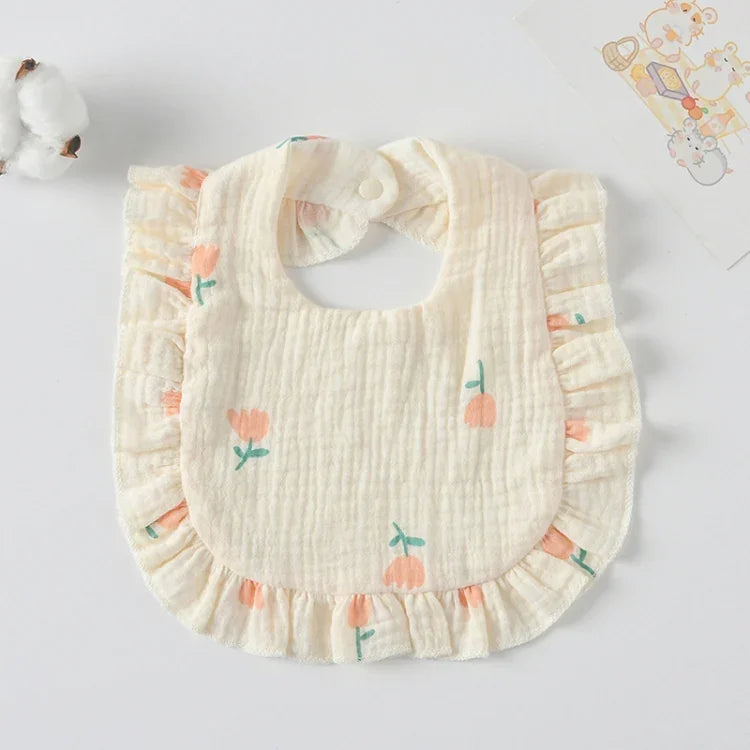 Bavoir pour bébé avec volants, serviette pour salive, tissu doux en coton, lange, jaune citron, lapin, jaune orange, cœur pêche, lapin champignon, feuille fruit, petit lapin rose, amour, fleur hollandaise, floral, rose, écureuil, arc-en-ciel, petit tigre