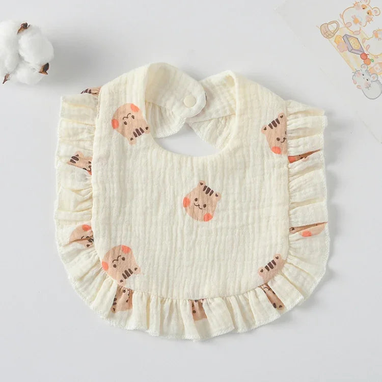 Bavoir pour bébé avec volants, serviette pour salive, tissu doux en coton, lange, jaune citron, lapin, jaune orange, cœur pêche, lapin champignon, feuille fruit, petit lapin rose, amour, fleur hollandaise, floral, rose, écureuil, arc-en-ciel, petit tigre