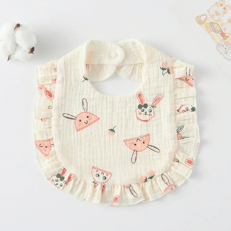 Bavoir pour bébé avec volants, serviette pour salive, tissu doux en coton, lange, jaune citron, lapin, jaune orange, cœur pêche, lapin champignon, feuille fruit, petit lapin rose, amour, fleur hollandaise, floral, rose, écureuil, arc-en-ciel, petit tigre