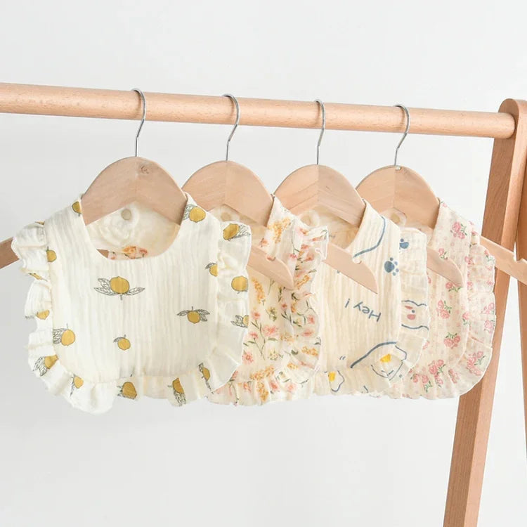 Bavoir pour bébé avec volants, serviette pour salive, tissu doux en coton, lange, jaune citron, lapin, jaune orange, cœur pêche, lapin champignon, feuille fruit, petit lapin rose, amour, fleur hollandaise, floral, rose, écureuil, arc-en-ciel, petit tigre