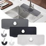 Tapis de drainage anti-éclaboussures en silicone pour robinet de cuisine et salle de bain, blanc, gris, noir, blanc+bord étanche, gris+bord étanche, noir+bord étanche