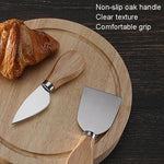 4 pièces / ensemble boîte ronde en chêne couteau à fromage spatule outils à fromage en acier inoxydable coutellerie, couleur acier, noir, or