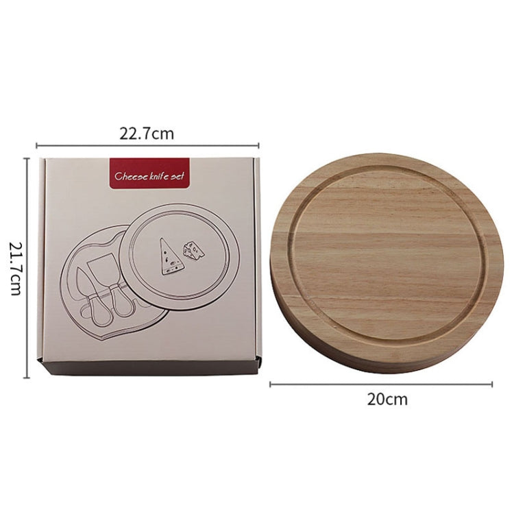 4 pièces / ensemble boîte ronde en chêne couteau à fromage spatule outils à fromage en acier inoxydable coutellerie, couleur acier, noir, or