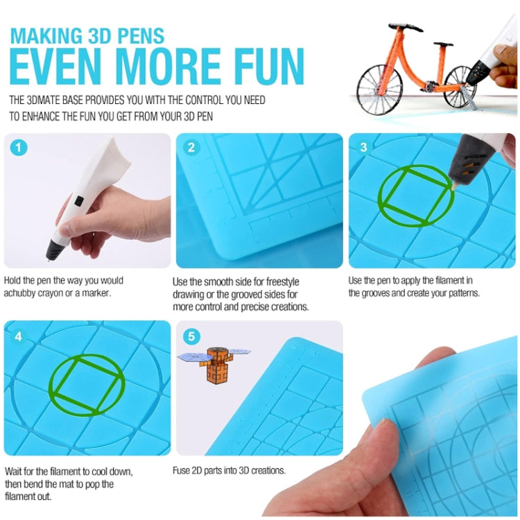 Tapis de modèle de peinture DIY en silicone pour stylo d'impression 3D, bleu, vert, transparent, grand bleu, grand vert, grand transparent