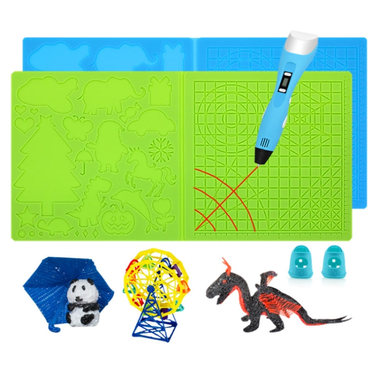 Tapis de modèle de peinture DIY en silicone pour stylo d'impression 3D, bleu, vert, transparent, grand bleu, grand vert, grand transparent