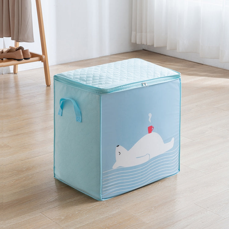 Sac de Rangement Anti-poussière en Tissu Non Tissé pour Couettes et Vêtements, Horizontal Bleu Marine 50x42x39cm, Vertical Bleu Clair 48x35x48cm