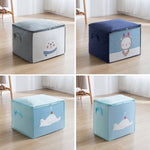 Sac de Rangement Anti-poussière en Tissu Non Tissé pour Couettes et Vêtements, Horizontal Bleu Marine 50x42x39cm, Vertical Bleu Clair 48x35x48cm