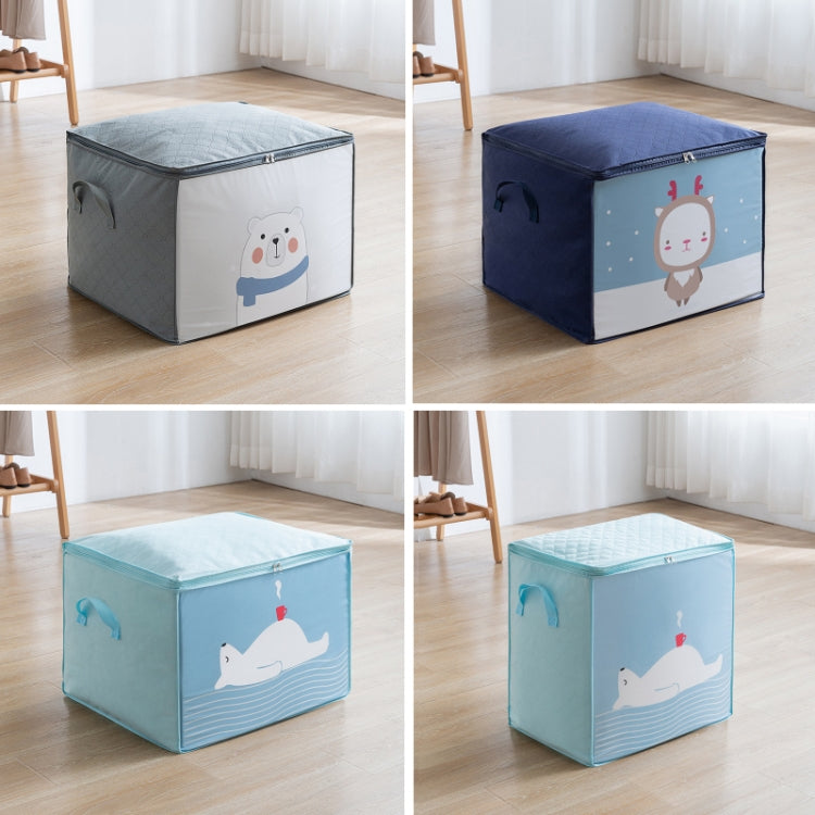 Sac de Rangement Anti-poussière en Tissu Non Tissé pour Couettes et Vêtements, Horizontal Bleu Marine 50x42x39cm, Vertical Bleu Clair 48x35x48cm