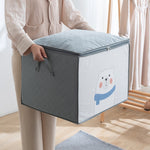 Sac de Rangement Anti-poussière en Tissu Non Tissé pour Couettes et Vêtements, Horizontal Bleu Marine 50x42x39cm, Vertical Bleu Clair 48x35x48cm