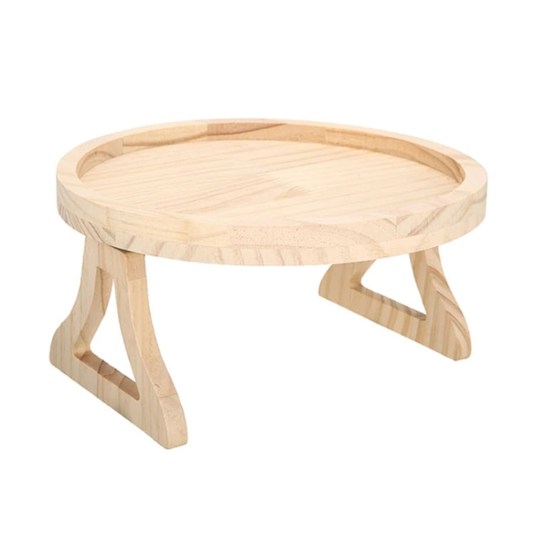Plateau de canapé pliable rond de 25 cm pour accoudoir, en pin et bambou