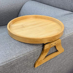 Plateau de canapé pliable rond de 25 cm pour accoudoir, en pin et bambou
