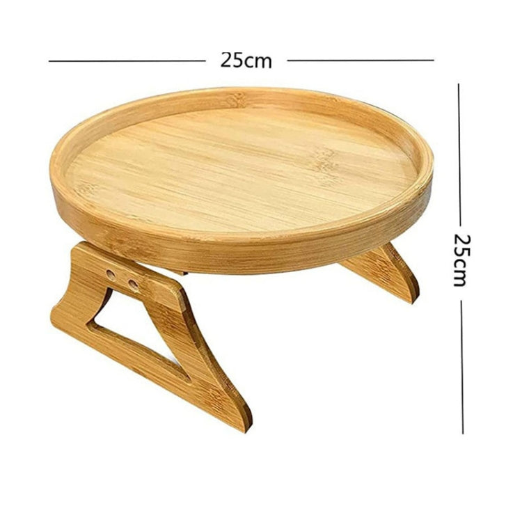 Plateau de canapé pliable rond de 25 cm pour accoudoir, en pin et bambou