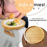 Plateau de canapé pliable rond de 25 cm pour accoudoir, en pin et bambou