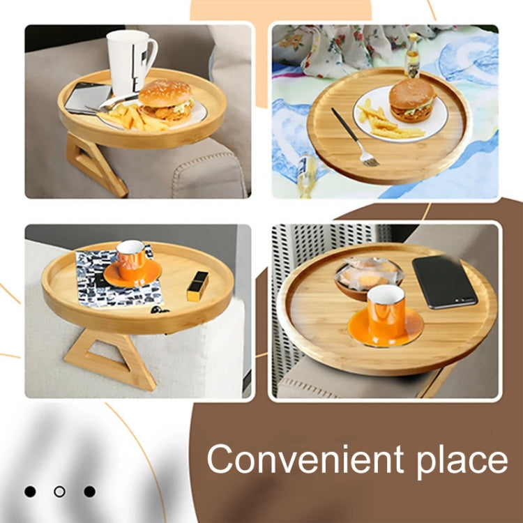 Plateau de canapé pliable rond de 25 cm pour accoudoir, en pin et bambou