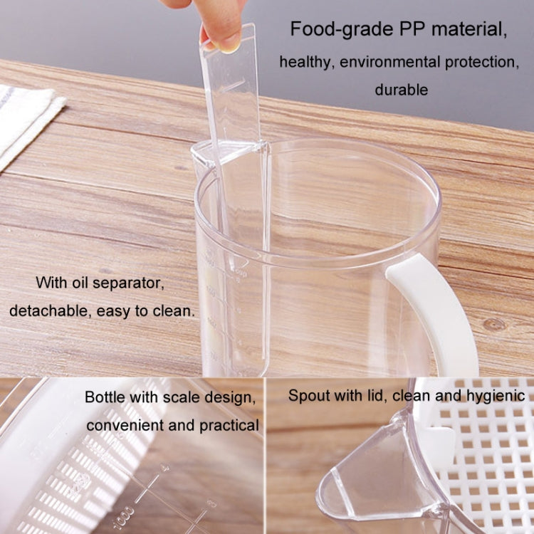 Marmite à graisse de cuisine avec passoire, séparateur de graisse, filtre, 1500 ml