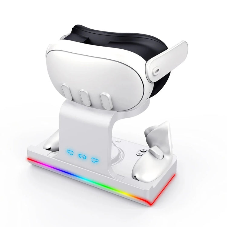 Pour la base de chargement du casque Meta Quest 3 avec lumières Dazzle, support de chargement pour manette VR, blanc, noir