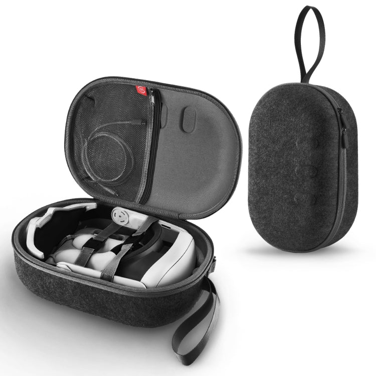 JYS-MQ018 Sac de rangement pour lunettes VR Apple Vision Pro / Meta Quest 3, anti-chute et anti-rayures, sac portable, noir, gris
