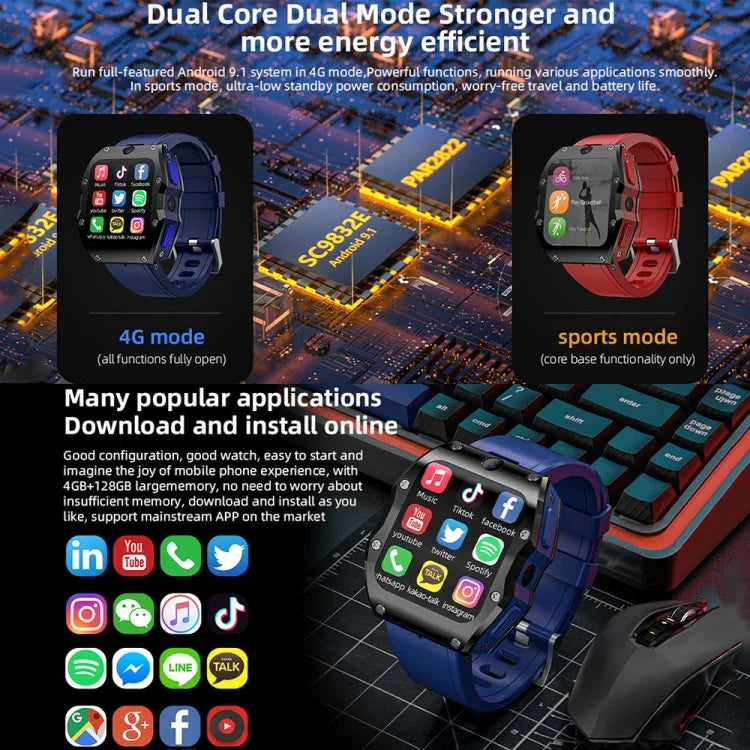 Montre connectée sport LOKMAT Appllp 3 Max 2,02 pouces avec carte mémoire, appels 4G, étanche et fonction SOS.