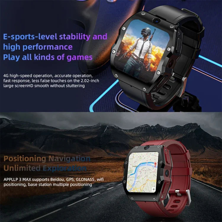 Montre connectée sport LOKMAT Appllp 3 Max 2,02 pouces avec carte mémoire, appels 4G, étanche et fonction SOS.