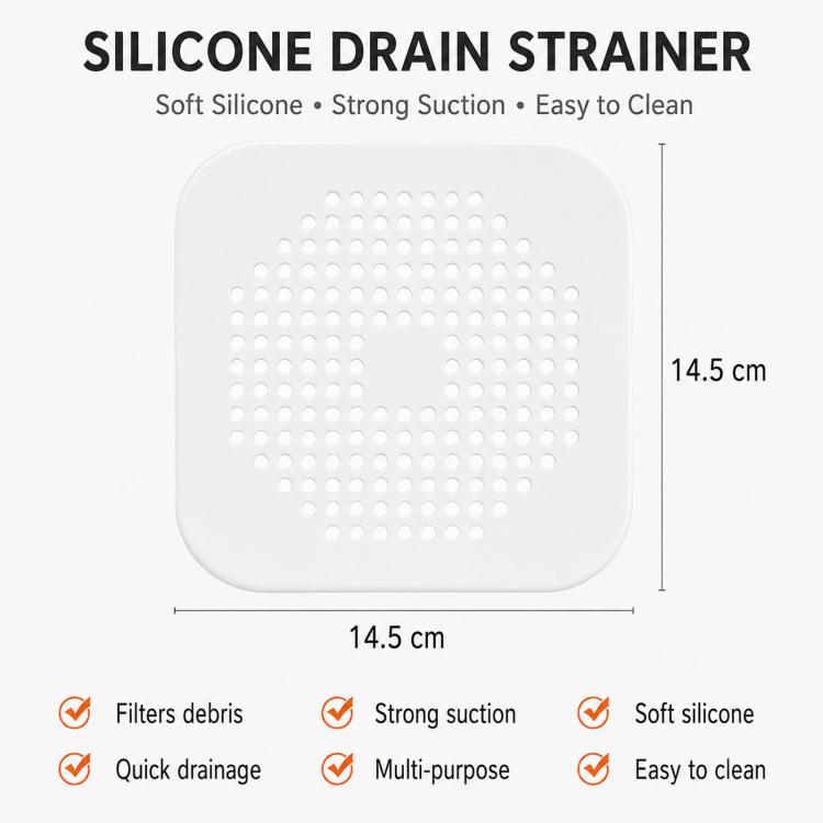 Tapis de vidange de sol avec ventouse Cuisine Salle de bain Anti-colmatage Crépine de cheveux Bouchons de vidange de sol d'égout