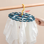 Cintre à chaussettes rotatif à 360 degrés avec 20 pinces Séchoir à linge rond