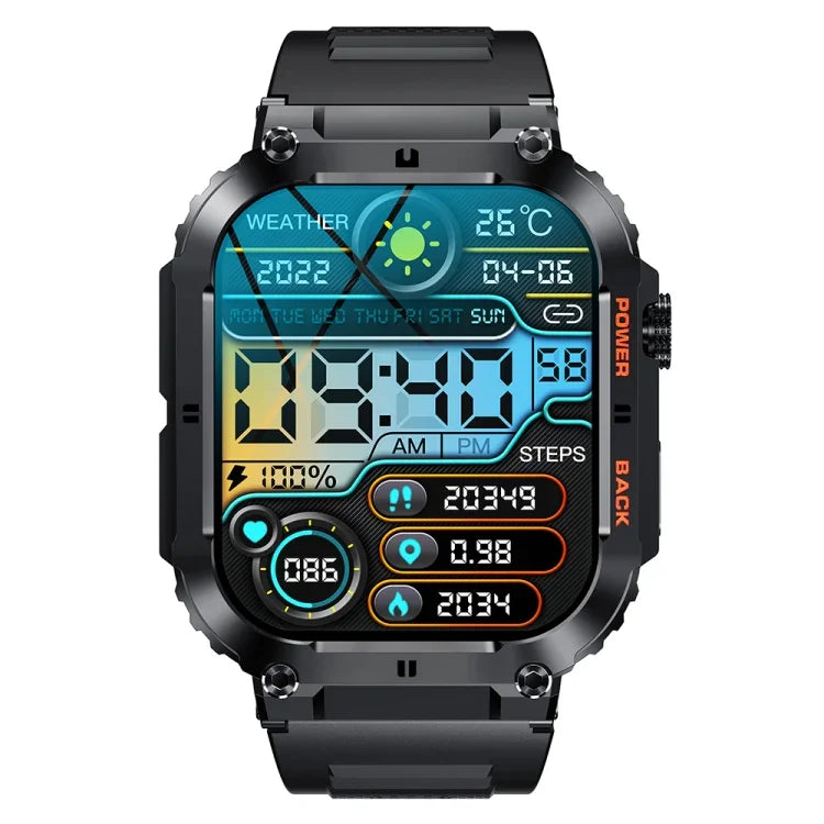 K57 Pro Montre intelligente étanche de 1,96 pouces avec appel Bluetooth, musique et affichage météo, Noir, Orange, Cuir noir, Cuir argenté, Acier noir, Acier argenté, Trois maillons noirs, Trois maillons argentés, Bambou noir, Bambou argenté