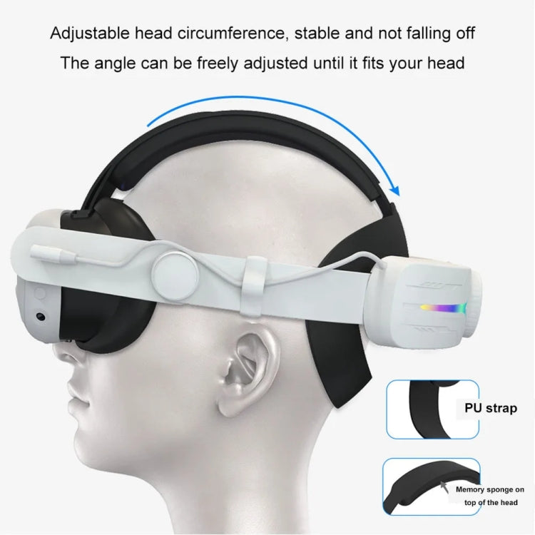 Casque pliable réglable avec éclairage RGB rechargeable USB pour Meta Quest 3, pour Meta Quest 3 (Elite), pour Meta Quest 3 (Blanc), pour Meta Quest 3 (Noir)