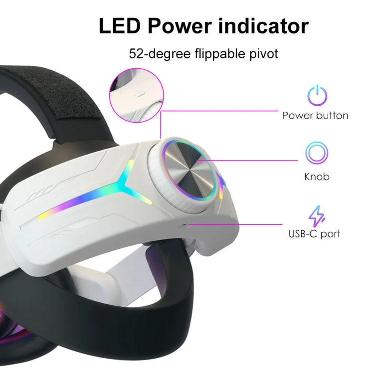 Casque pliable réglable avec éclairage RGB rechargeable USB pour Meta Quest 3, pour Meta Quest 3 (Elite), pour Meta Quest 3 (Blanc), pour Meta Quest 3 (Noir)