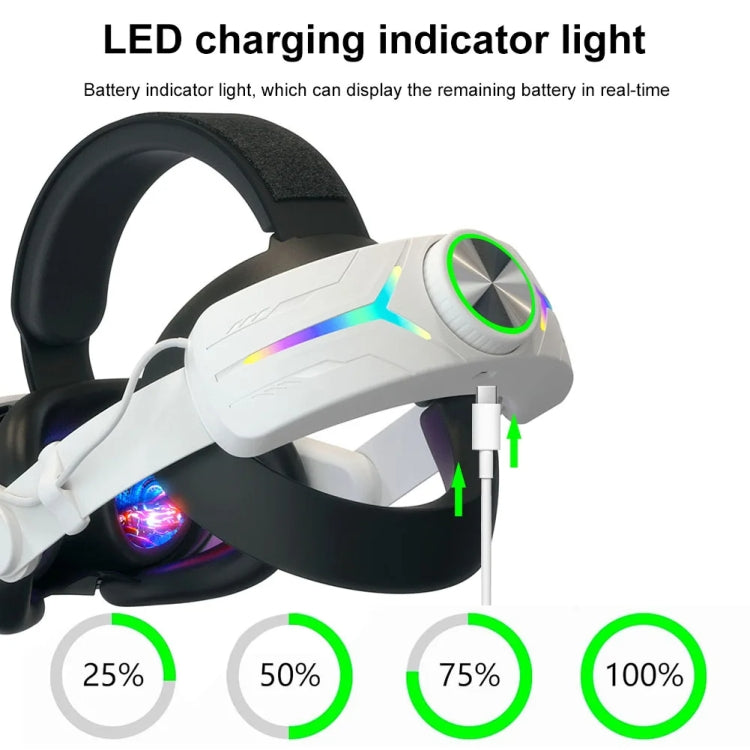 Casque pliable réglable avec éclairage RGB rechargeable USB pour Meta Quest 3, pour Meta Quest 3 (Elite), pour Meta Quest 3 (Blanc), pour Meta Quest 3 (Noir)