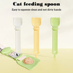 Distributeur de friandises pour chats, presse-sachet, cuillère d'alimentation pour animaux, Orange, Vert, Beige