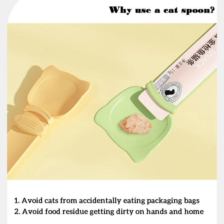 Distributeur de friandises pour chats, presse-sachet, cuillère d'alimentation pour animaux, Orange, Vert, Beige