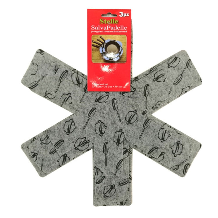 Tapis de protection en feutre non tissé antibrûlure et isolant pour le fond de casserole, lot de 3 pièces (26 + 35,5 + 38 cm)
