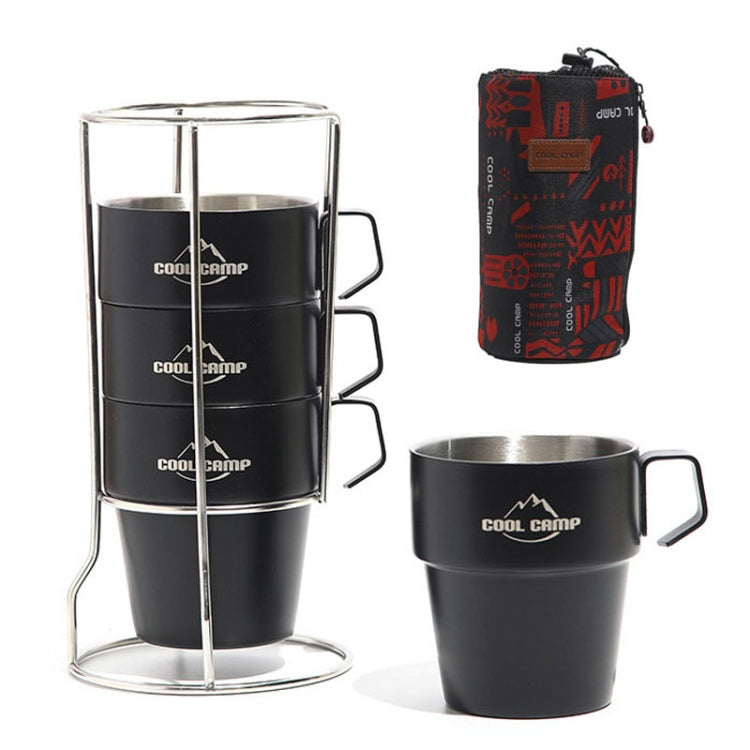 COOL CAMP CF-519 Tasses à café en acier inoxydable 304 pour camping en plein air, isolation thermique anti-brûlure, double vide, lot de 4 en 1