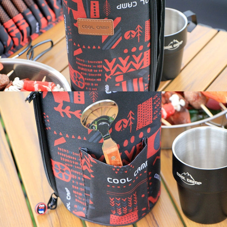 COOL CAMP CF-519 Outdoor Camping 304 Stainless Steel Coffee Cup Thermal Insulation Anti-Scald Double Vacuum Mugs, 4 In 1 Set
