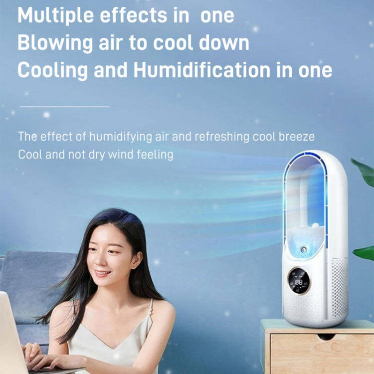 Ventilateur électrique de bureau sans pales avec humidification, six vitesses réglables, fonction minuterie et lumière LED