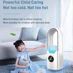 Ventilateur électrique de bureau sans pales avec humidification, six vitesses réglables, fonction minuterie et lumière LED