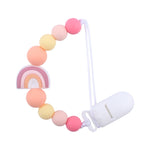 Attache Sucette Anti-chute Bébé, Perles en Silicone, Attache Tétine, Arc-en-ciel Rose, Arc-en-ciel Bleu, Arc-en-ciel Violet