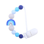Attache Sucette Anti-chute Bébé, Perles en Silicone, Attache Tétine, Arc-en-ciel Rose, Arc-en-ciel Bleu, Arc-en-ciel Violet