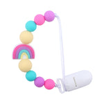 Attache Sucette Anti-chute Bébé, Perles en Silicone, Attache Tétine, Arc-en-ciel Rose, Arc-en-ciel Bleu, Arc-en-ciel Violet