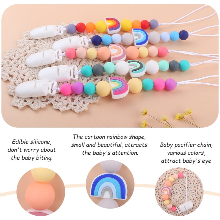 Attache Sucette Anti-chute Bébé, Perles en Silicone, Attache Tétine, Arc-en-ciel Rose, Arc-en-ciel Bleu, Arc-en-ciel Violet