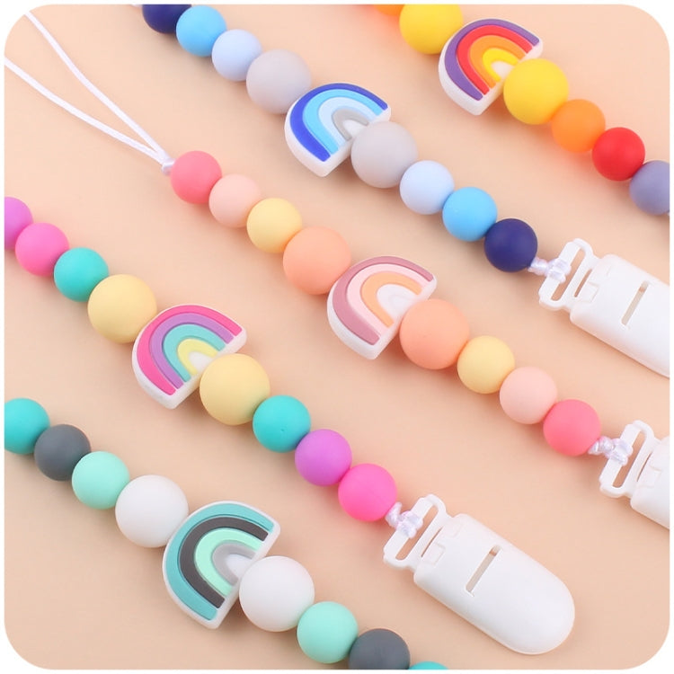 Attache Sucette Anti-chute Bébé, Perles en Silicone, Attache Tétine, Arc-en-ciel Rose, Arc-en-ciel Bleu, Arc-en-ciel Violet