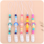 Attache Sucette Anti-chute Bébé, Perles en Silicone, Attache Tétine, Arc-en-ciel Rose, Arc-en-ciel Bleu, Arc-en-ciel Violet