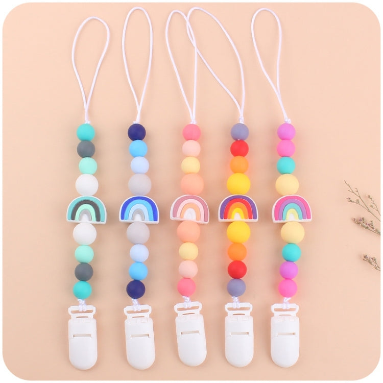 Attache Sucette Anti-chute Bébé, Perles en Silicone, Attache Tétine, Arc-en-ciel Rose, Arc-en-ciel Bleu, Arc-en-ciel Violet