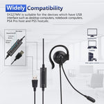 Casque filaire avec crochet d'oreille SOYTO SY227 pour opérateur, 3,5 mm, contrôle filaire USB séparé