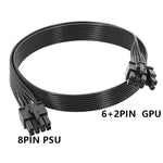 Pour Corsair Câble plat 18AWG Module d'alimentation Câble module carte graphique 8 broches vers 8 broches 6+2, 50cm Pour Corsair, 60cm Pour Corsair
