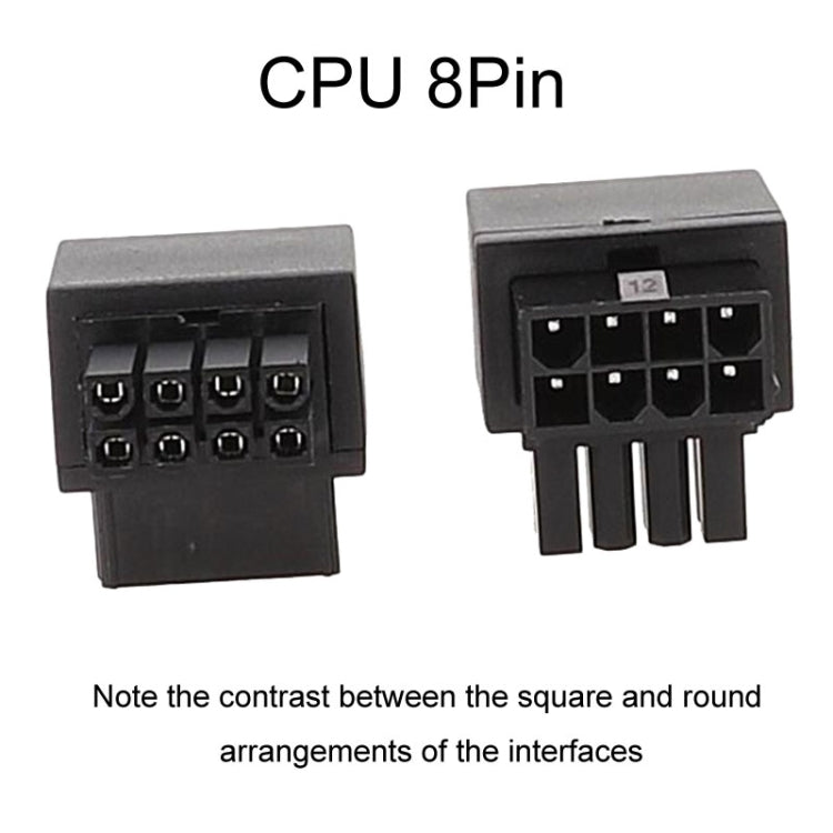 Connecteur d'alimentation CPU carte mère 8 broches Interface connecteur directionnel angle 90 degrés, pli positif type A, courbe inversée type B